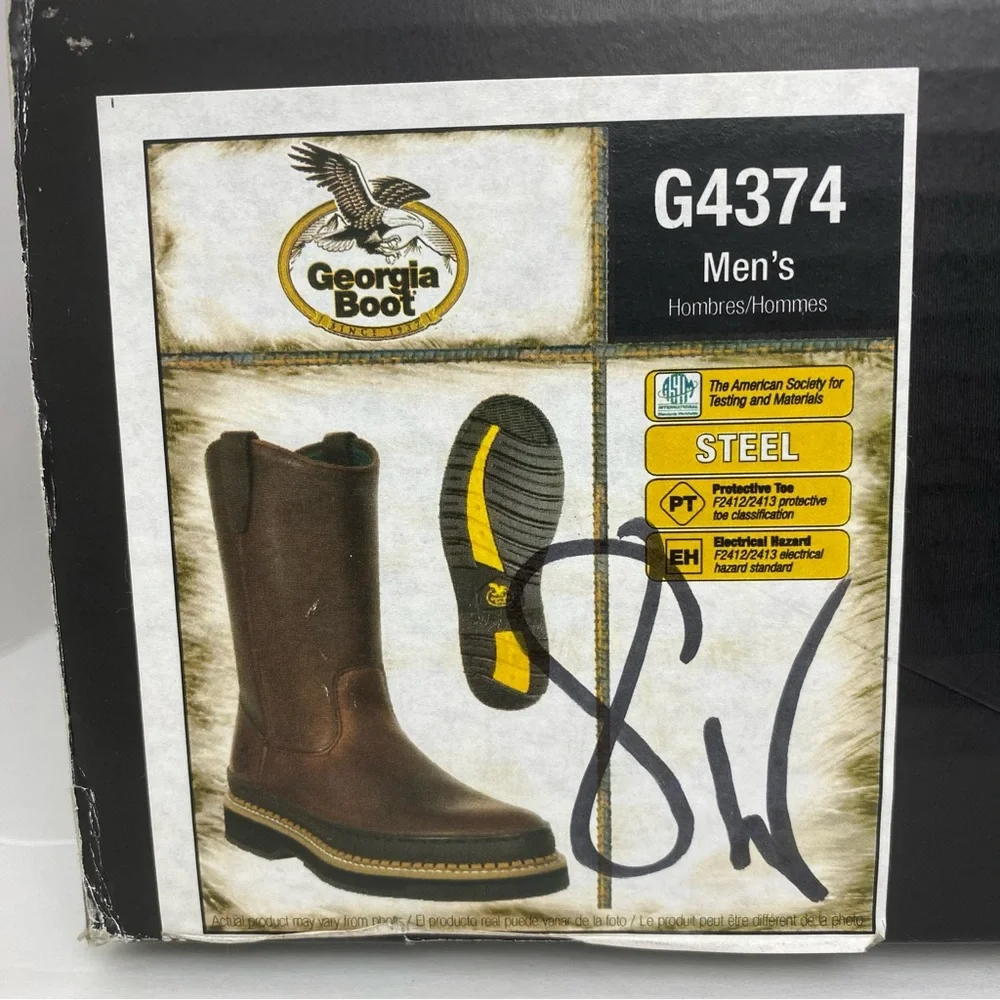 Georgia Boot Men’s Brown Leather Giant Steel Toe Pull-On Work Boots